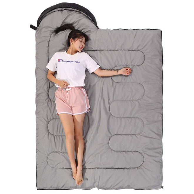Sleeping Bag 3 Seasons (Summer, Spring, Fall) Warm & Cool Weather - Lightweight,Waterproof Indoor & Outdoor Use for Kids, Teens & Adults for Camping Hiking, Backpacking and Survival (Black Grey) 🍁 All In One Marketplace Canada