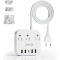 Unidapt European Plug Adapter, Unidapt US to UK Europe Power Strip for EU/UK/US with USB C and 4 USB Ports, 3 AC Outlets, Wall Mountable, 5ft Cord, for Travel Cruise Ship Home (WSS-603) 🍁 All In One Marketplace Canada