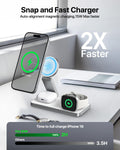 EXW Foldable 3 in 1 Wireless Charging Station for iPhone and Apple Watch,Compatible with Magsafe Charger Stand,Travel Bedside Fast Wireless Charger for iPhone 17e 17 Air 16 15 14 13 12 Series, Airpods 🍁 All In One Marketplace Canada