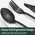 24-Piece Black Silverware Set with Steak Knives, Black Flatware Set for 4, Food-Grade Stainless Steel Tableware Cutlery Set, Mirror Finished Utensil Sets for Home Restaurant 🍁 All In One Marketplace Canada