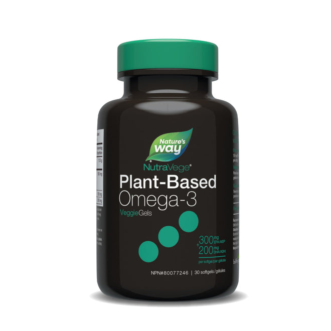 Nature’s Way NutraVege Plant-Based Omega-3 – 300mg EPA + 200mg DHA – Supports Heart, Brain & Eye Health – Plant Based – 30 Softgels 🍁 All In One Marketplace Canada