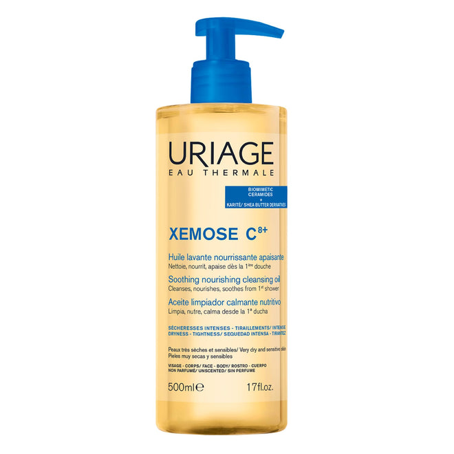 Uriage Xémose Cleansing Soothing Oil - Face & Body Cleanser & Shower Gel - Long-Lasting Comfort For Dry, Sensitive Skin Prone to Atopic Eczema - Soap-free, Fragrance-free For Your Whole Family - 500ml 🍁 All In One Marketplace Canada