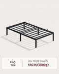 VASAGLE Twin Metal Bed Frame 14 Inches Tall, 550 lb Weight Capacity Heavy Duty Platform Bed Frame with Under-Bed Storage, No Box Spring Needed, Matte Black URMB653BD02 🍁 All In One Marketplace Canada