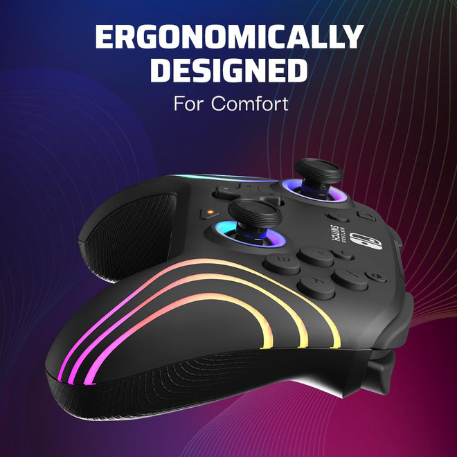 PDP Afterglow Wave Wireless RGB Gaming Controller - Nintendo Switch/Switch Lite/Switch - OLED Model, Nintendo Switch 2, LED Lighting, Rechargeable Battery - Black 🍁 All In One Marketplace Canada