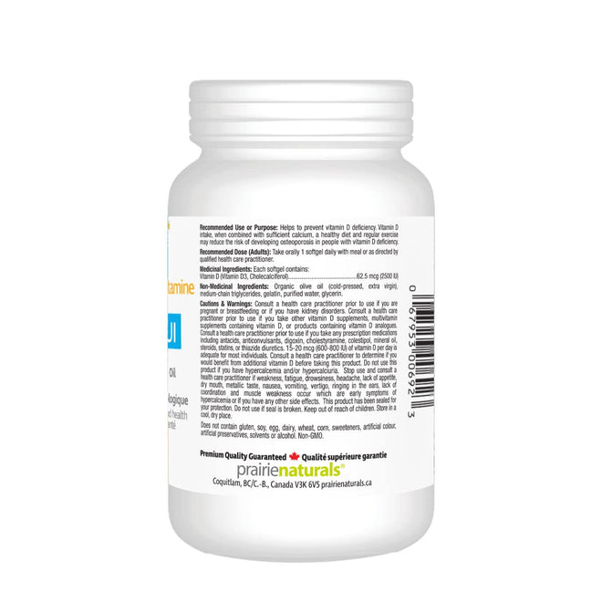 Prairie Naturals Vitamin d3 cholecalciferol 2,500iu softgel, 550 Count 🍁 All In One Marketplace Canada