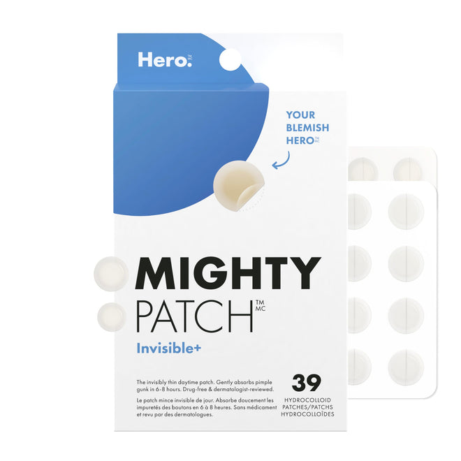 Hero Cosmetics Mighty Patch Invisible+ – Barely-there Hydrocolloid Patch for Pimples on the Face, Day-time Patches for Sensitive Skin, 39 Count 🍁 All In One Marketplace Canada