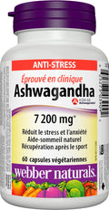 Webber Naturals Ashwagandha 7200 mg, 60 Capsules, Clinically Proven KSM-66 Ashwagangha, Helps Increase Resistance to Stress and Anxiety, Vegan 🍁 All In One Marketplace Canada