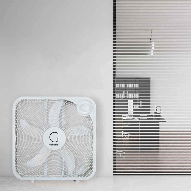 Genesis 20" Box Fan, 3 Settings, Max Cooling Technology, Carry Handle, White (G20BOX-WHT) 🍁 All In One Marketplace Canada