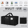 6 Pack-Extra Large Heavy Duty Moving Bags - Waterproof Storage Totes with Handles & Zippers, Foldable for College Dorm, Storage (Black) 🍁 All In One Marketplace Canada