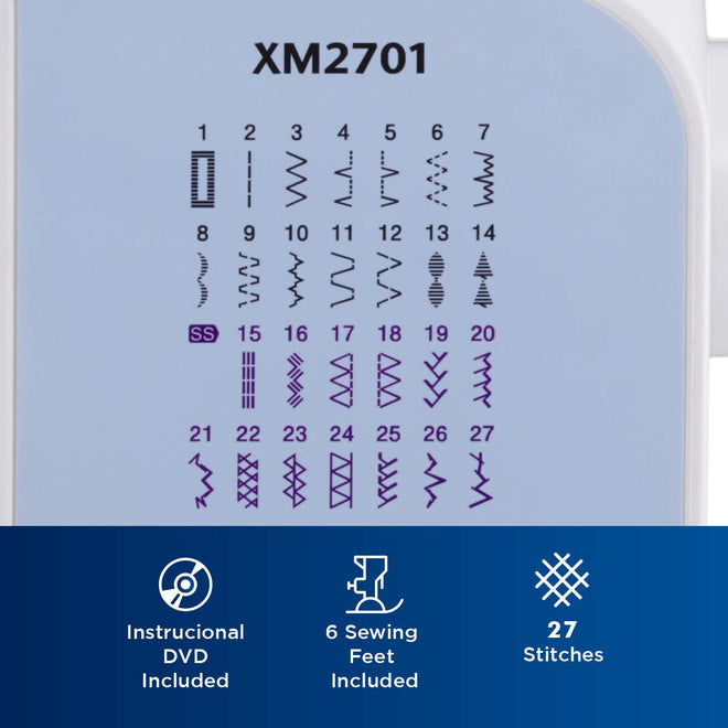 Brother XM2701 Lightweight, Full-Featured Sewing Machine with 27 Stitches, 1-Step Auto-Size Buttonholer, 6 Sewing Feet, and Instructional DVD 🍁 All In One Marketplace Canada