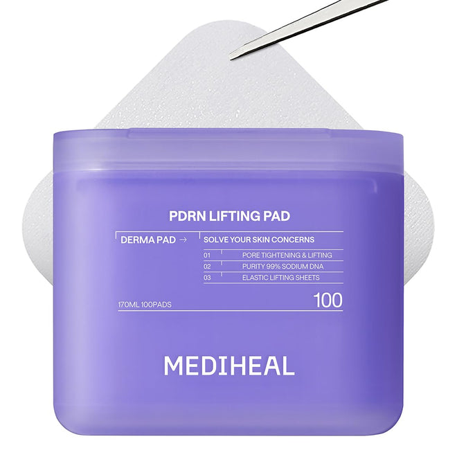 MEDIHEAL PDRN Lifting Toner Pads – Pore Tightening with Plant-Based PDRN, Peptide, Glutathione & PHA, Pore Care, Firming & Wrinkle Care, Stretchy Lifting Fabric, Korean Skin Care, 100 Pads 🍁 All In One Marketplace Canada