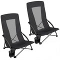 SONGMICS Set of 2 Portable Beach Chairs for Adults, Max. Load 330 lb Each, High Backrest, Cup Holder, Lightweight, Heavy-Duty, Black UGCB067B01V1 🍁 All In One Marketplace Canada