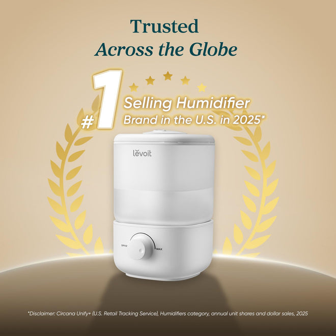 Levoit Humidifiers for Bedroom, Top Fill Cool Mist Air Humidifier for Baby Nursery, Plants, Ultrasonic, Auto Shut-off, BPA Free, Quiet, Knob Control, 360° Nozzle 🍁 All In One Marketplace Canada