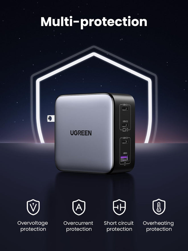 UGREEN Nexode 100W USB C Charger Block, 4-Port GaN Charger Block Fast Charger Compatible for MacBook Pro/Air, iPhone 17 Pro Max/iPhone Air, iPad Pro, Galaxy S26 S25, Pixel, Steam Deck, Black 🍁 All In One Marketplace Canada
