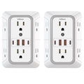 2 Pack Outlet Extender Surge Protector, 6 Outlet Splitter with 4 USB Outlet (2 USB A,2 USB C), 3Sided Power Strip with Adapter Spaced Outlets for Home, Office, Travel(White) 🍁 All In One Marketplace Canada