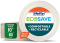 Hefty ECOSAVE Compostable Disposable Paper Plates Dinner 10", 80 Count 🍁 All In One Marketplace Canada