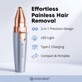 VG VOGCREST Eyebrow Facial Trimmer: 2 in1 Rechargeable Facial Hair Removal and Eyebrow Shaver - Face Lips Body Painless Facial Razor with Built-in LED Light (Sky Blue) 🍁 All In One Marketplace Canada