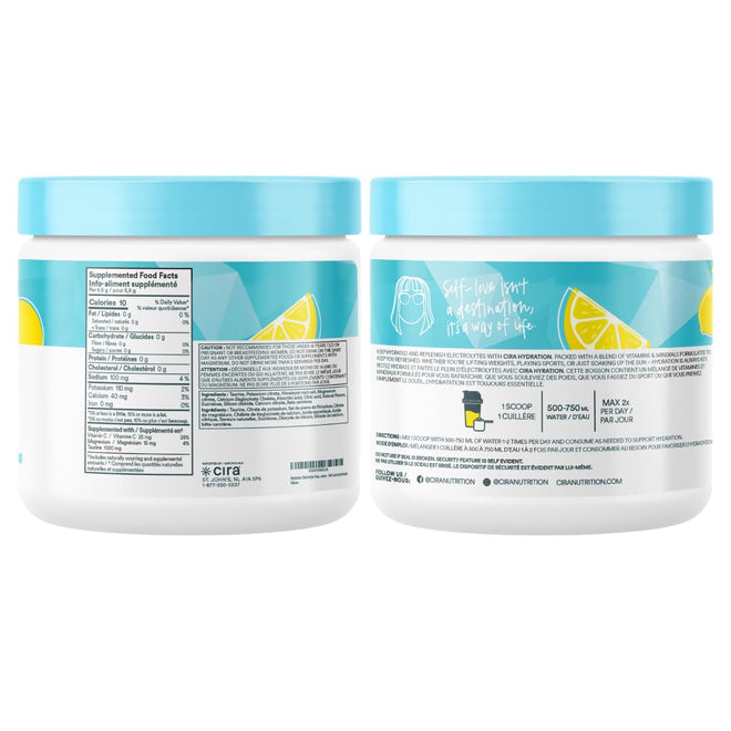 Cira Hydration Electrolytes Powder - Cira x Alicia McCarvell’s Daily Electrolyte Powder, Sugar Free w Himalayan Salt, Magnesium, & Potassium for Dehydration Relief - Self-Love Lemonade, 45 Servings 🍁 All In One Marketplace Canada