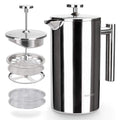 Secura French Press Coffee Maker, 304 Grade Stainless Steel Insulated Coffee Press with 2 Extra Screens, 34oz (1 Litre), Silver 🍁 All In One Marketplace Canada