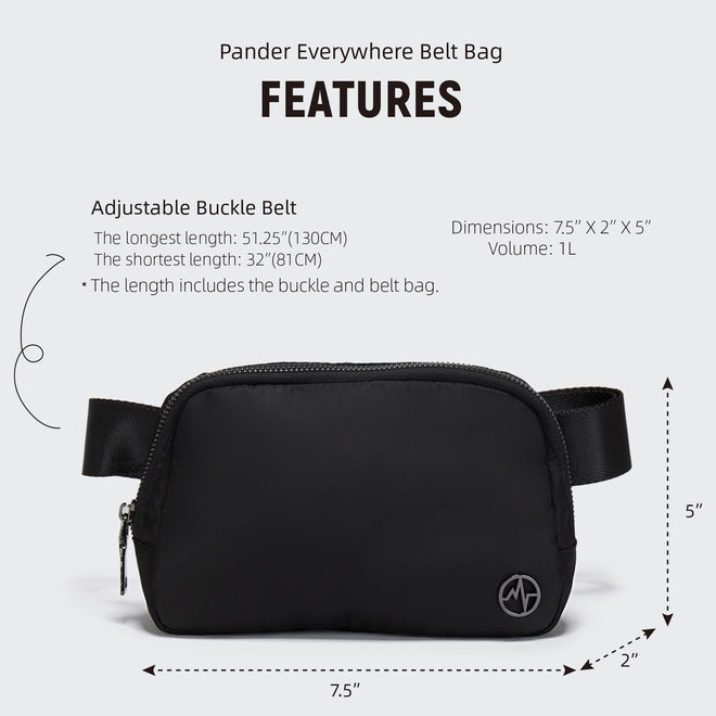 Pander 1L Fanny Pack Everywhere Belt Bag, Bum Bag Crossbody Bags for Women with Adjustable Strap (Black) 🍁 All In One Marketplace Canada