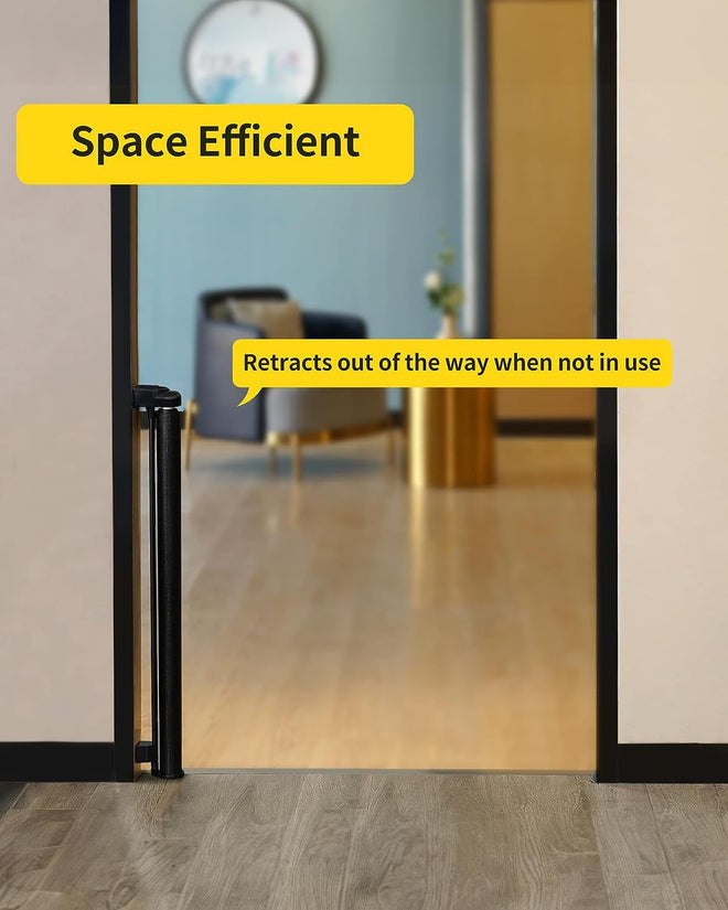 Retractable Baby Gates for Stairs, 55 Wide Mesh Dog Gate for Doorways, 33.6" Tall Easy to Use Pet Fence for The House, Toddler Safety Essentials Indoor&Outdoor, Black 🍁 All In One Marketplace Canada