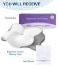 CosBed Cervical Neck Pillow, Ergonomic Memory Foam Pillows for Neck Pain Relief with Breathable Pillowcase, Contour Neck Support Pillow for Side Back Stomach Sleepers White 🍁 All In One Marketplace Canada