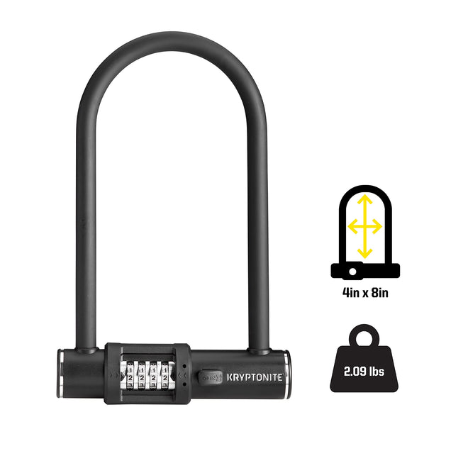 Kryptonite Combo Bike U-Lock Standard, Anti-Theft Security Bicycle Lock, 12mm Steel Shackle, 4-Digit Resettable Combination U Lock for Scooter Road Mountain Bikes 🍁 All In One Marketplace Canada