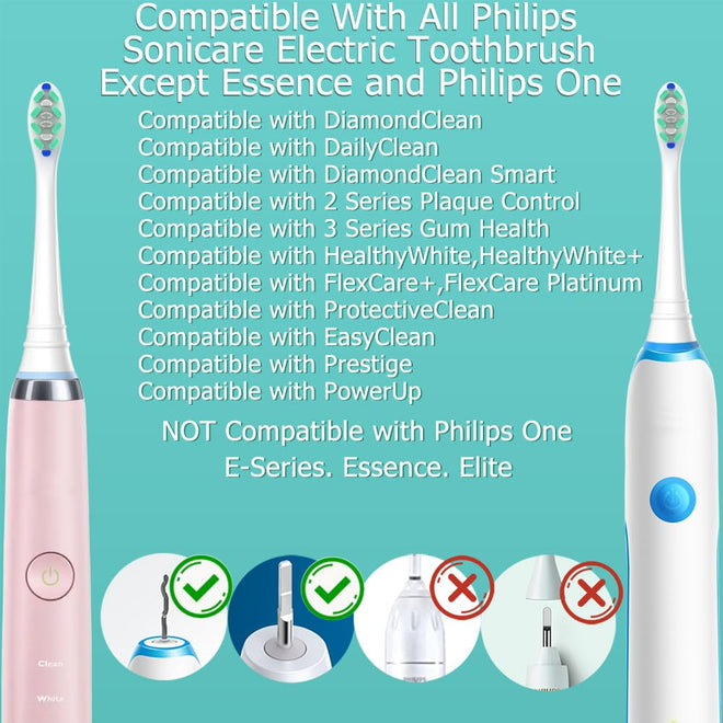 Toothbrush Head Compatible with Philips Sonicare Electric Toothbrush, Replacement Brush Heads for Phillips Sonicare 4100 5100 6100 9900 C2 W3 and More Click-on Handles (8white+8black) 🍁 All In One Marketplace Canada