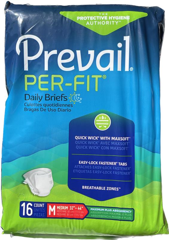 Prevail Per-Fit Daily Briefs Maximum Plus Absorbency Medium, 16 count Adult diapers