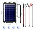 7.5W 12V Solar Battery Trickle Charger & Maintainer for Car, RV, ATV, Motorcycle, Marine, etc.
