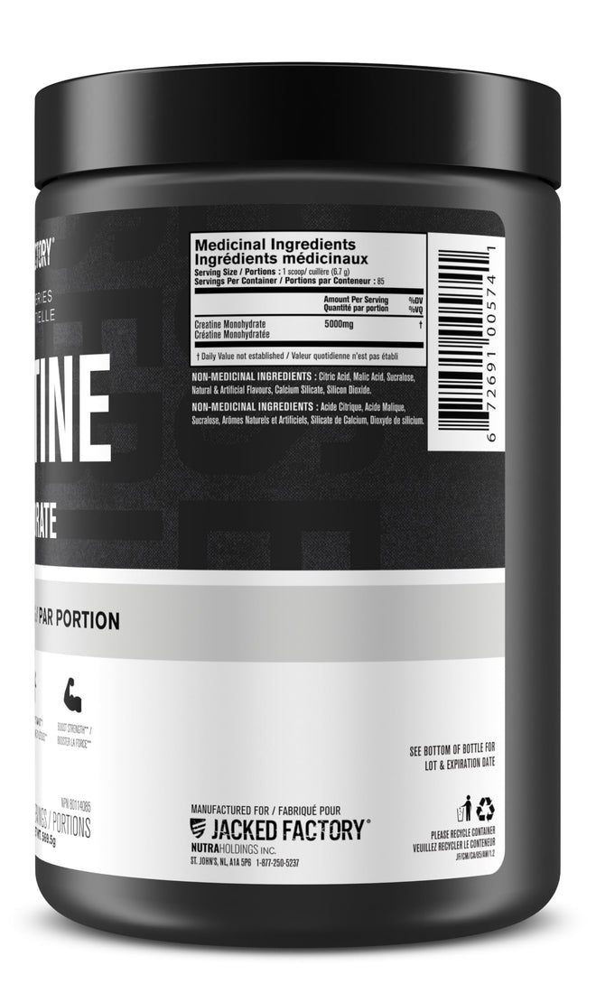Jacked Factory Creatine Monohydrate Powder - Canadian-Owned Informed Choice Certified Supplement for Increased Muscle Mass*, Improved Strength, Power, & Performance** - 85 Servings, Arctic White 🍁 All In One Marketplace Canada