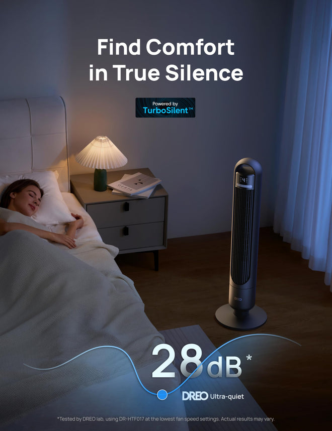 DREO Smart Tower Fan for Bedroom, 90° Oscillating Standing Fans for Room with 4 Speeds, 4 Modes, 25dB Quiet for Sleep, 25ft/s Velocity, 8H Timer, Remote/App/Voice Control for Living Room, Office, Home 🍁 All In One Marketplace Canada