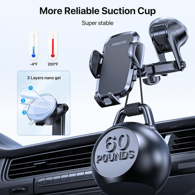 Miracase Car Phone Mount, [Upgraded Strong Military Grade Suction Cup] Long Arm Phone Holder for Car Dashboard Windshield Vent, Hands Free Cell Phone Holder Compatible with All Mobile Phones 🍁 All In One Marketplace Canada
