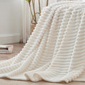 BEDELITE Fuzzy Throw Blankets Room Decor - Soft Cozy Fluffy Fleece Plush Warm Blanket, Cream White for Couch Sofa Bed, Bedroom Living Room Decor, Couverture, Gifts for Women Men Friends, 50"x60" 🍁 All In One Marketplace Canada