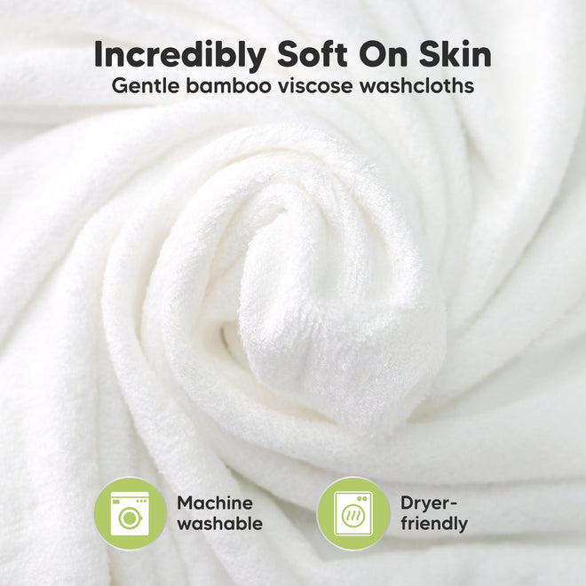 6-Pack Organic Baby Washcloths - Soft Viscose from Bamboo Washcloth, Baby Wash Cloths, Baby Wash Cloth for Newborn, Kids, Bath Baby Towels, Face Towel, Face Cloths (White) 🍁 All In One Marketplace Canada