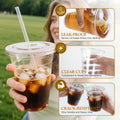 Joyeux 100 Pack 16 oz Clear Plastic Cups with Lids and Straws - Disposable Iced Coffee Cups for Matcha, Milkshakes, Smoothies and to go Drinks 🍁 All In One Marketplace Canada