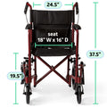 Medline Lightweight Transport Wheelchair with Handbrakes, Folding Transport Chair for Adults has 12 inch Wheels, Red 🍁 All In One Marketplace Canada