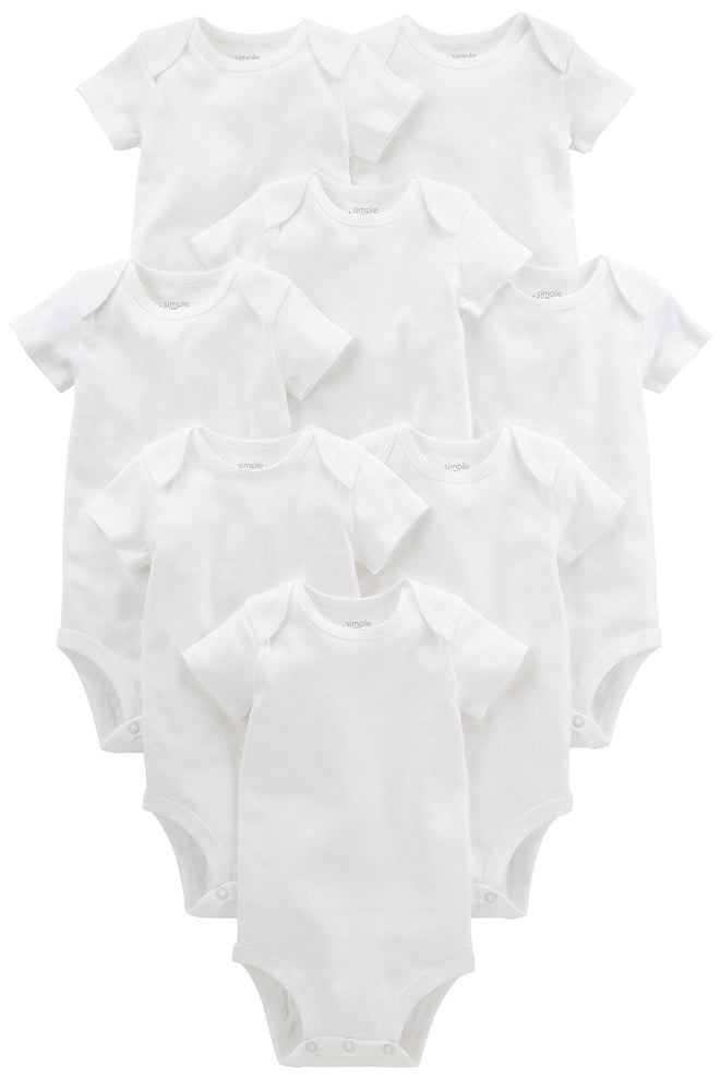 Simple Joys by Carter's Baby 8-Pack Short-Sleeve Bodysuit, White, 3-6 Months 🍁 All In One Marketplace Canada
