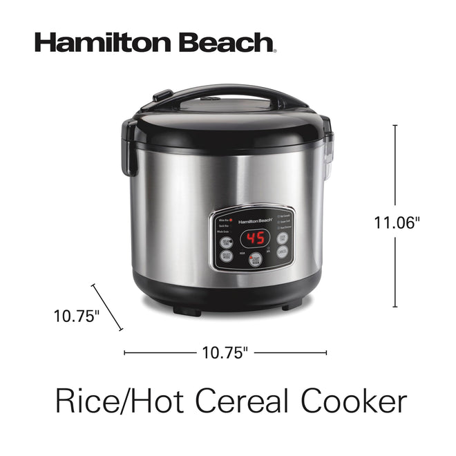 Hamilton Beach Digital Programmable Rice Cooker & Food Steamer, 14 Cups Cooked (7 Cups Uncooked), Stainless Steel, Steam & Rinse Basket, Delay Start, Model 37548MN 🍁 All In One Marketplace Canada