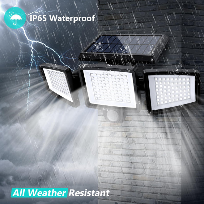 Solar Motion Sensor Outdoor Lights - 2500LM Bright LED Security Flood Light - Adjustable 3 Head Night Lighting Solar Powered IP65 Waterproof with Remote for Outside Garage Yard 🍁 All In One Marketplace Canada