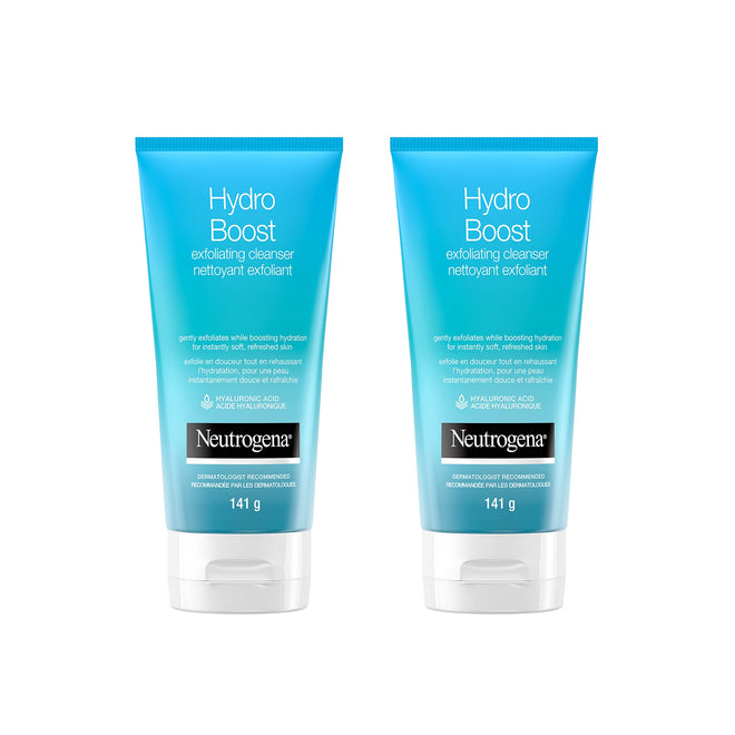 Neutrogena Hydro Boost Exfoliating Face Scrub - Hyaluronic Acid and Aha - Gel Cream Face Cleanser - Non-comedogenic - Blue, Pack of 2 (2x141ml) 🍁 All In One Marketplace Canada