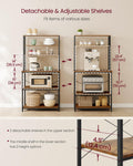 VASAGLE Coffee Bar, Baker’s Rack for Kitchen with Storage, 6-Tier Kitchen Shelves with 6 Hooks, Microwave Stand, Industrial, 15.7 x 31.5 x 65.7 Inches, Rustic Brown and Black UKKS019B01 🍁 All In One Marketplace Canada