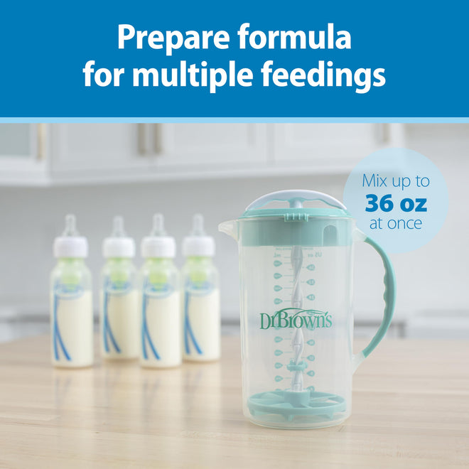 Dr. Brown's Baby Formula Mixing Pitcher with Adjustable Stopper, Locking Lid, & No Drip Spout, 32oz, BPA Free, Blue 🍁 All In One Marketplace Canada