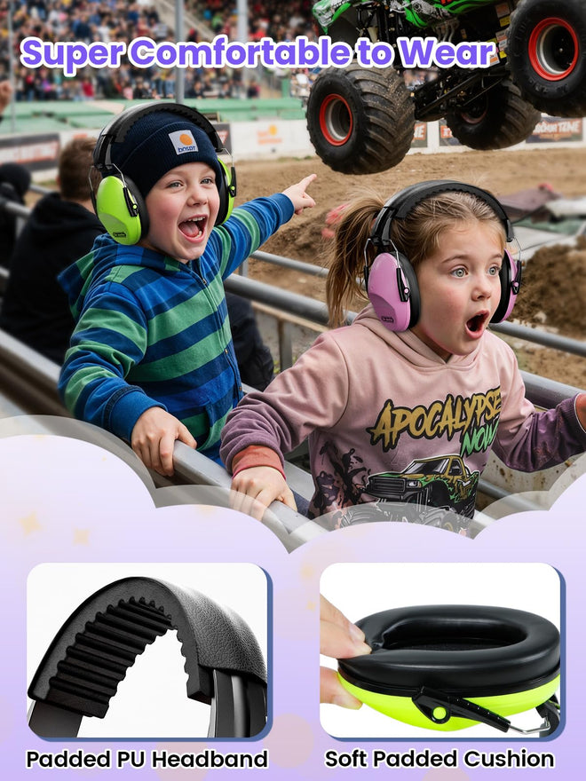 2 Pack Noise Cancelling Headphones for Kids: Dr.meter Kids Ear Protection Earmuffs for Autism Sensory - Hearing Protection Earmuffs for Monster Truck Concerts Study and Fireworks - (green+pink) 🍁 All In One Marketplace Canada