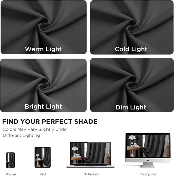 Joydeco Blackout Curtains for Bedroom 2 Panels Set (52"W x 84"L, Dark Grey) 🍁 All In One Marketplace Canada