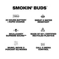 Skullcandy Smokin’ Buds Wireless Earbuds, Bluetooth Headphones, Noise Isolating Fit, Up to 20 Hours Battery, IPX4 Sweat and Water Resistant, Microphone for iPhone Android - True Black 🍁 All In One Marketplace Canada