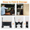 220LBS Collapsible Foldable Wagon Carts - Heavy Duty Portable Folding Utility Wagons with All-Terrain Wheels for Grocery Sports Shopping Camping Garden Beach, 2 Drink Holders/Lightweight/Black 🍁 All In One Marketplace Canada
