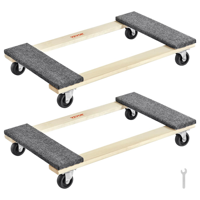 VEVOR Furniture Dolly, 1000 lbs Each Load Capacity, 2 Packs, 18" x 30", 8 x 3" PP Swivel Casters, Heavy Duty Hardwood Furniture Moving Dolly, Mover's Dolly, Moving Cart with Wheels for Heavy Furniture 🍁 All In One Marketplace Canada