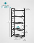 SONGMICS 5-Tier Metal Storage Rack, Shelving Unit with X Side Frames, Dense Mesh, 12.6 x 23.6 x 57.3 Inches, for Entryway, Kitchen, Living Room, Bathroom, Industrial Style, Ink Black UBSC165B01 🍁 All In One Marketplace Canada