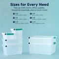 IRIS USA 11.4 L (12 US Qt) Large Deep Clip Box, 4 Pack, Clear Plastic Storage Container Bins with Latching Lids, Organizer for Home, Office and Classroom, Stackable Nestable, Seafoam Blue Buckles 🍁 All In One Marketplace Canada